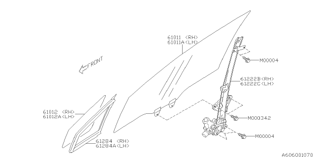 2014 Subaru Impreza Glass Door Front P LH Diagram for 61012FJ210