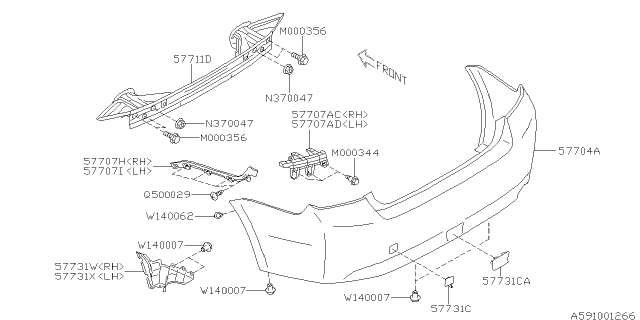 2014 Subaru Impreza Bumper Face Rear Diagram for 57704FJ023