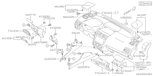 2013 Subaru Impreza Instrument Panel Diagram 3
