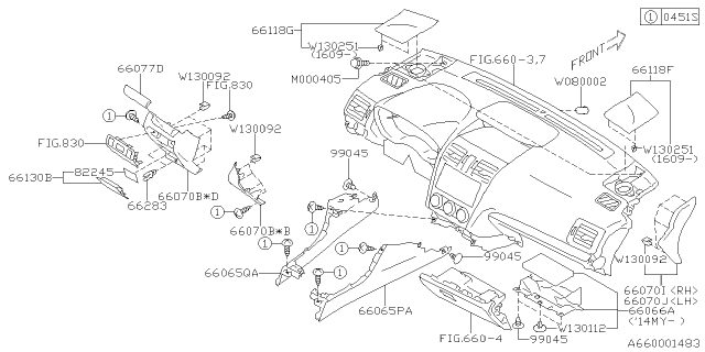 2016 Subaru Impreza Cover INP Center LH Diagram for 66241FJ030WJ