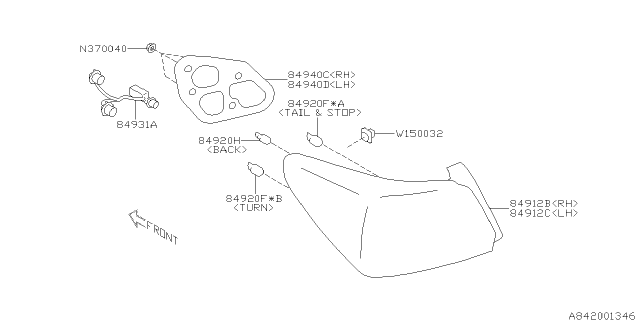 2013 Subaru Impreza PB001233 Lens & Body Complete Diagram for 84912FJ020