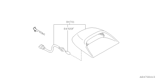 2014 Subaru Impreza High Mount Spoiler Lamp Assembly Diagram for 84701FJ000WJ