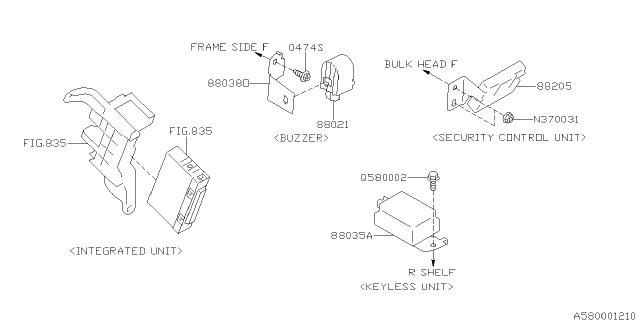 2012 Subaru Impreza KEYLESS Entry UNIUSS Diagram for 88035FJ010