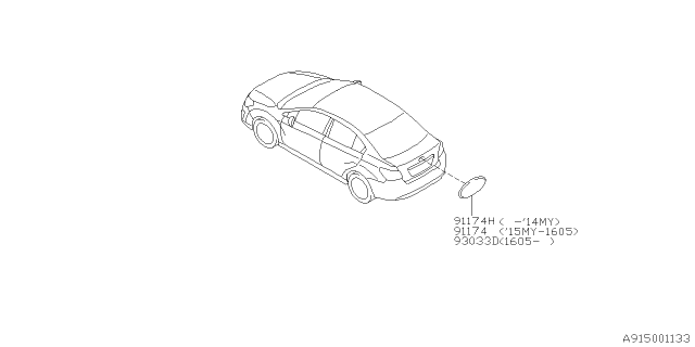 2015 Subaru Impreza Sedan Molding Diagram 1