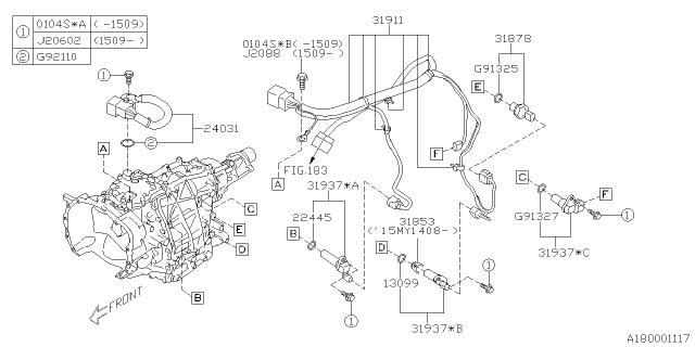 2016 Subaru Impreza Sedan Shift Control Diagram