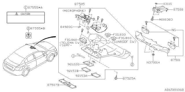 2015 Subaru Impreza Camera ASSSEMBLY Diagram for 87501FJ032