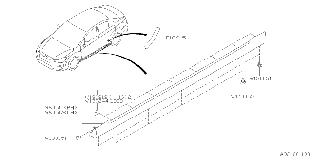 2016 Subaru Impreza Sedan Spoiler Diagram 3