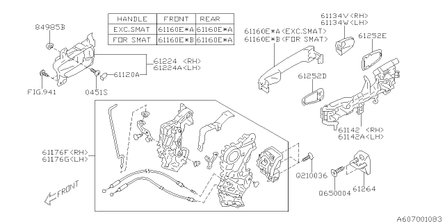 2014 Subaru Impreza Door Parts - Latch & Handle Diagram 1