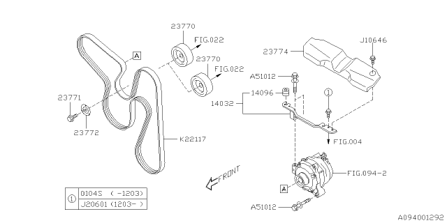 2012 Subaru Impreza V Belt 21 X 4 X 2155 Diagram for 809221170