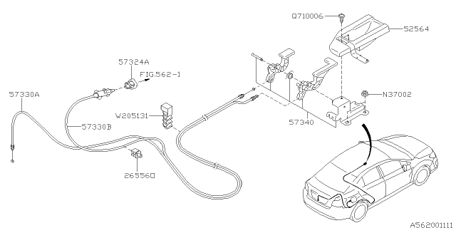 2016 Subaru Impreza Cable Assembly Trunk Lid Diagram for 57330FJ070