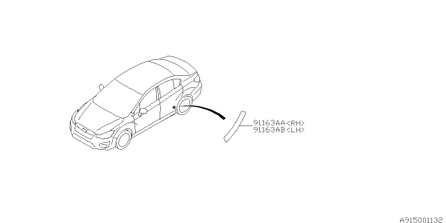 2015 Subaru Impreza Sedan Molding Diagram 2