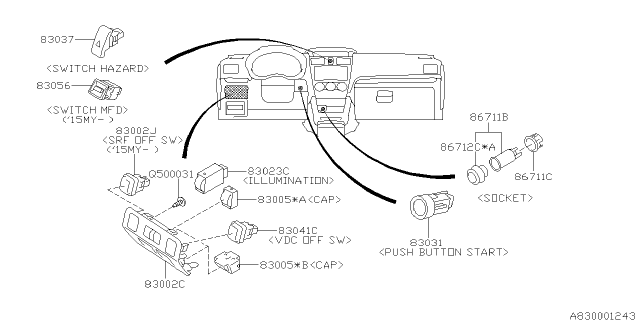 2012 Subaru Impreza Switch - Instrument Panel Diagram 2