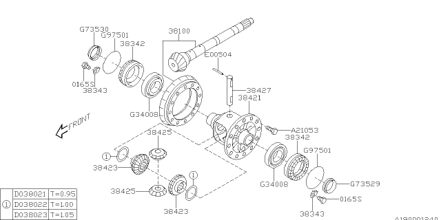 2013 Subaru Impreza Sedan Differential - Transmission Diagram 1