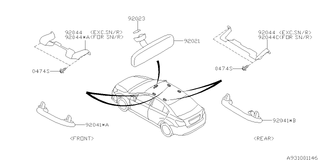 2012 Subaru Impreza Assist Rail Assembly WHK Diagram for 92041AJ010ME