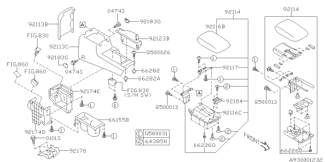 2016 Subaru Impreza Console Box Diagram 1