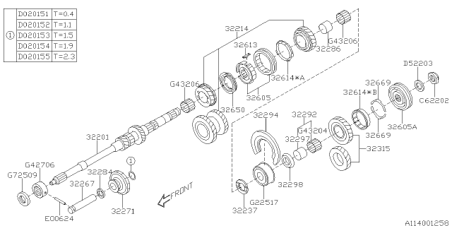 2013 Subaru Impreza Sedan Main Shaft Diagram