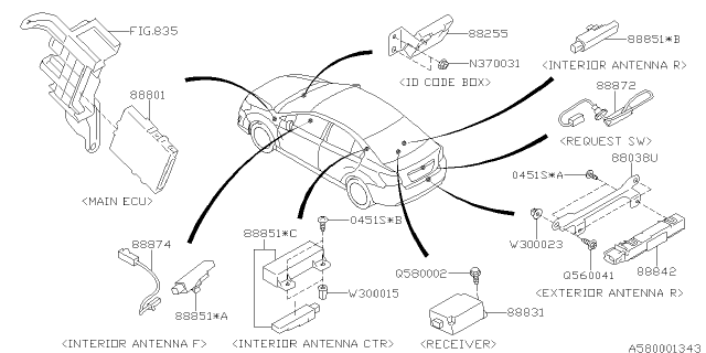 2015 Subaru Impreza Sedan Key Kit & Key Lock Diagram 5