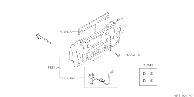 2004 Subaru Legacy Bracket Rear Lp Cover Diagram for 91242AE270TC