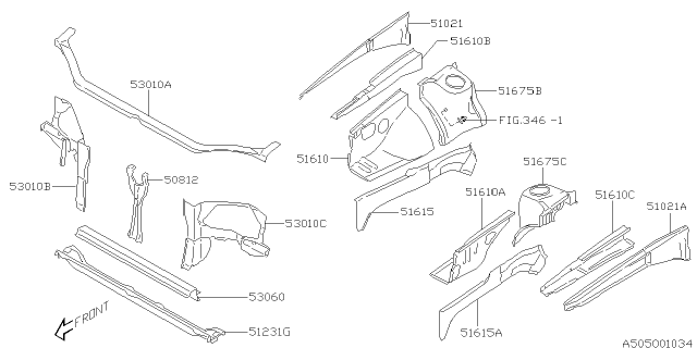 2002 Subaru Outback Radiator Support Side Panel, Left Diagram for 53020AE11B