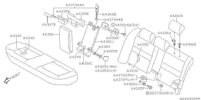 2001 Subaru Outback Screw Main Diagram for 64385AE11A