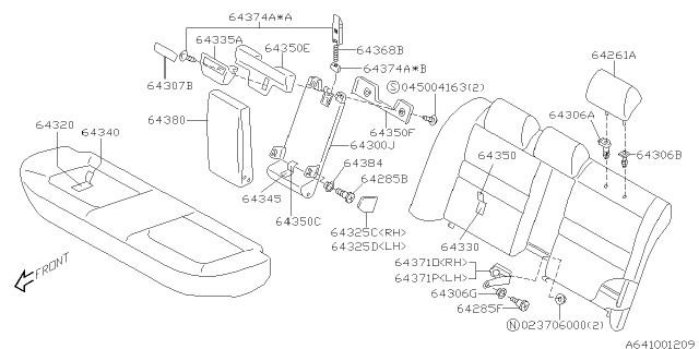 2001 Subaru Outback Screw Diagram for 64385AE04A