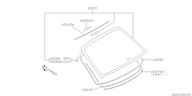 2002 Subaru Outback Dam Rubber Rear A Diagram for 65145AE030