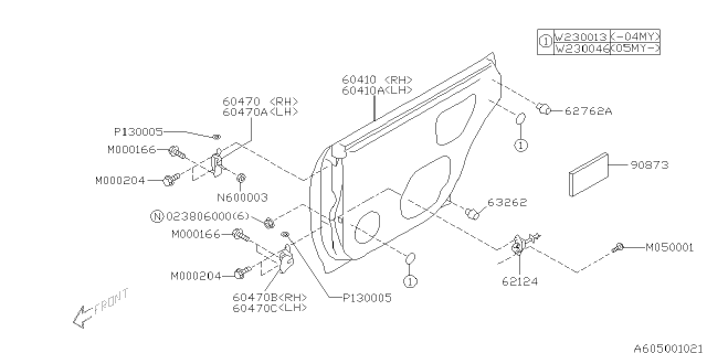 2000 Subaru Outback Front Door Panel & Rear Or Slide Door Panel Diagram 3