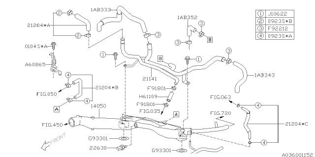 2006 Subaru Baja Hose Assembly Pre Heater Diagram for 21204AB041