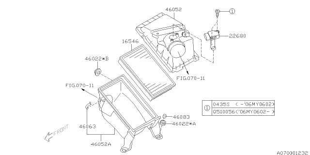 2006 Subaru Baja Air Cleaner & Element Diagram 1