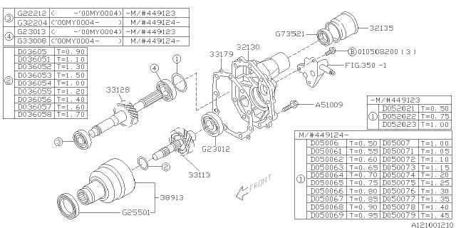 2001 Subaru Outback Manual Transmission Transfer & Extension Diagram 1