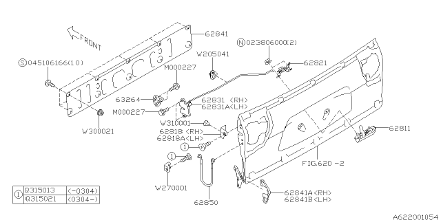 2004 Subaru Outback Cable Assembly Tail Gate Diagram for 62850AE00A