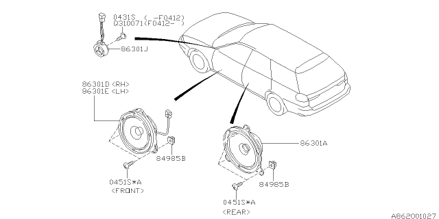 2003 Subaru Legacy Speaker Assembly Diagram for 86301AE26A
