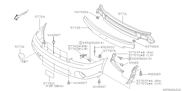 2003 Subaru Outback Front Bumper Diagram 3