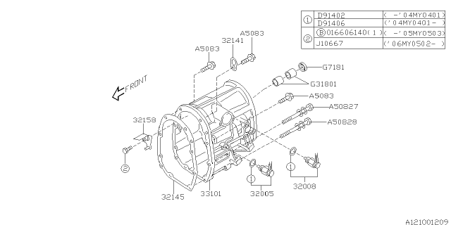 2003 Subaru Outback Manual Transmission Transfer & Extension Diagram 2