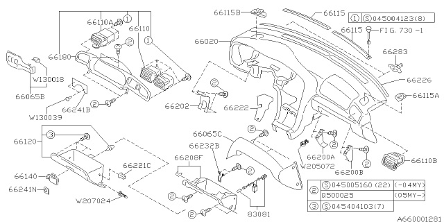 2000 Subaru Outback Pocket Assembly Diagram for 66120AE02AOA