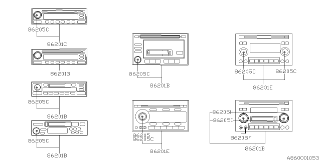 2003 Subaru Legacy Audio Parts - Radio Diagram 1