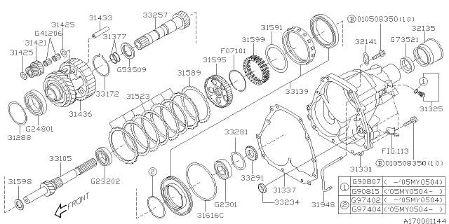 2004 Subaru Baja Case Complete Extension Diagram for 31331AA170