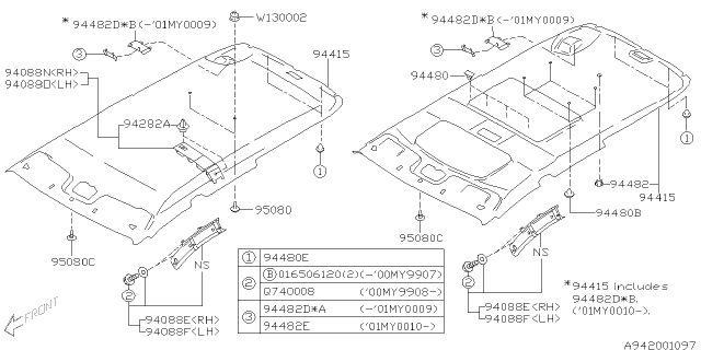 2001 Subaru Legacy Clip Floor Mat Diagram for 95033FC030OB