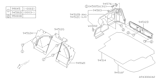 2000 Subaru Legacy Trunk Room Trim Diagram