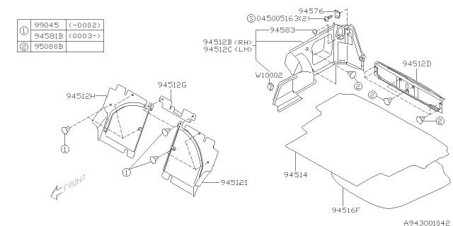 2003 Subaru Legacy Trunk Room Trim Diagram