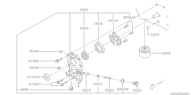 2004 Subaru Baja PT120103 Elem Complete Oil FILT Diagram for 15208AA080
