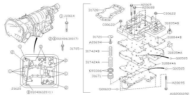 2003 Subaru Outback Bolt Diagram for 800206880