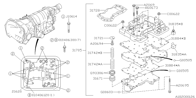 2006 Subaru Baja Transmission Shift Solenoid Diagram for 31705AA440