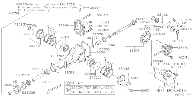 2000 Subaru Legacy Differential - Individual Diagram 1