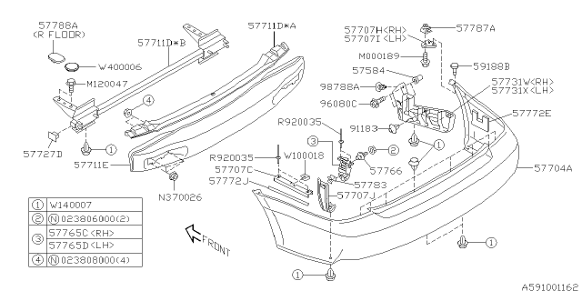 2000 Subaru Outback Rear Bumper Diagram 1