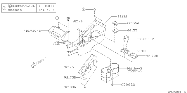 2005 Subaru Baja Tray Switch Panel CSL Diagram for 92173AE12AML
