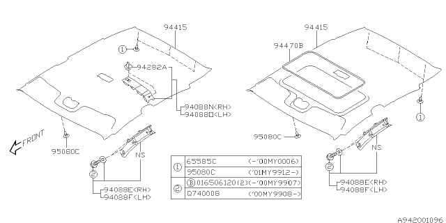 2006 Subaru Baja Roof Trim Diagram 2