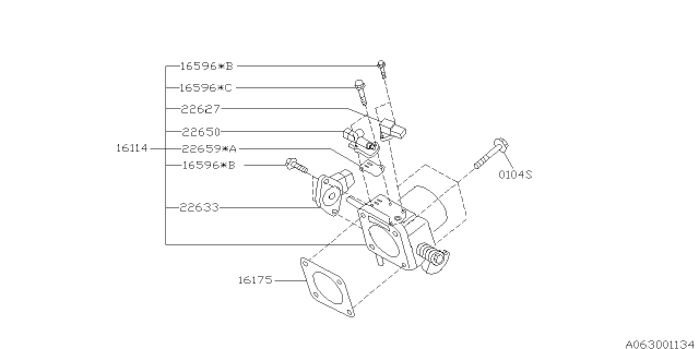 2000 Subaru Legacy Throttle Sensor Assembly Diagram for 22633AA140