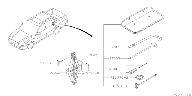 2004 Subaru Legacy Holder Assembly Jack Diagram for 97035AE00A