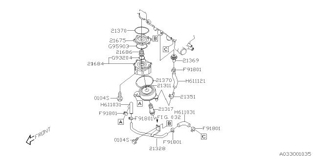 2004 Subaru Legacy Oil Cooler Complete Diagram for 21311AA042